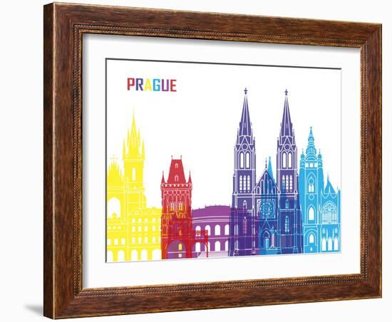 Prague Skyline Pop-paulrommer-Framed Art Print