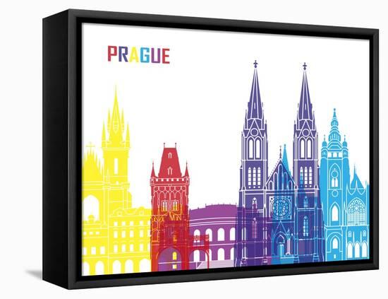 Prague Skyline Pop-paulrommer-Framed Stretched Canvas