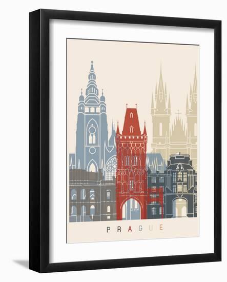 Prague Skyline Poster-paulrommer-Framed Art Print