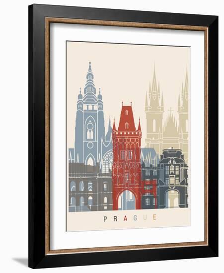 Prague Skyline Poster-paulrommer-Framed Art Print