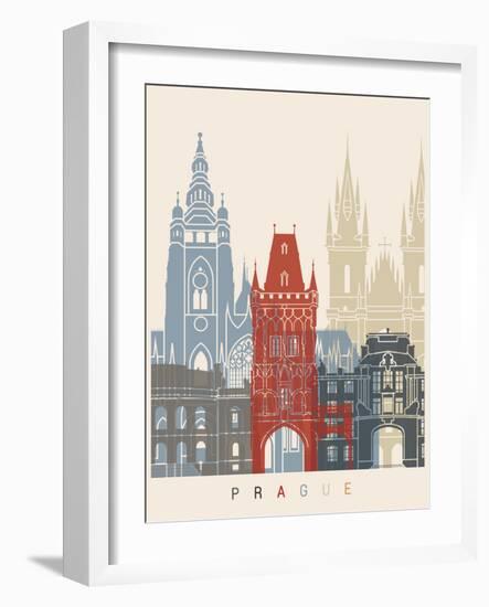 Prague Skyline Poster-paulrommer-Framed Art Print