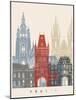 Prague Skyline Poster-paulrommer-Mounted Art Print