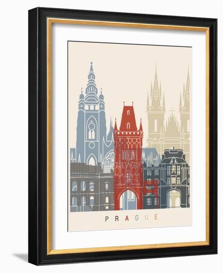 Prague Skyline Poster-paulrommer-Framed Art Print