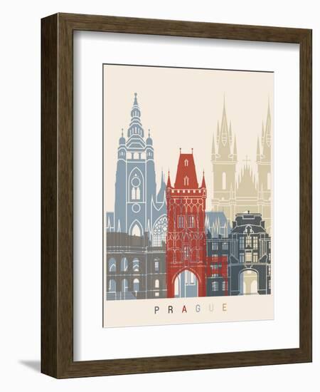 Prague Skyline Poster-paulrommer-Framed Art Print