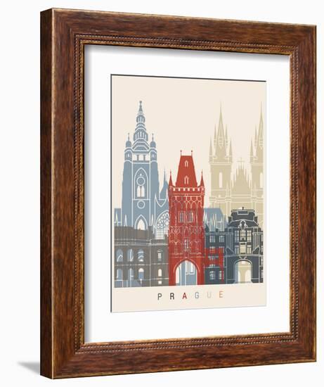 Prague Skyline Poster-paulrommer-Framed Art Print