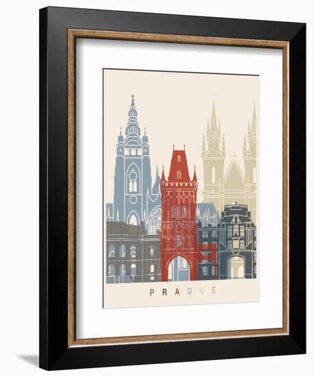 Prague Skyline Poster-paulrommer-Framed Art Print