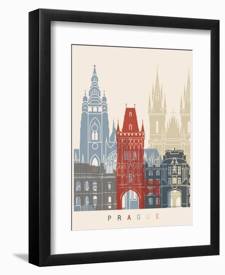 Prague Skyline Poster-paulrommer-Framed Art Print