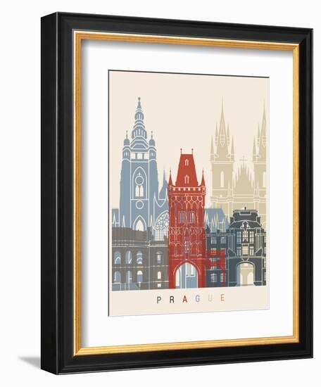 Prague Skyline Poster-paulrommer-Framed Art Print