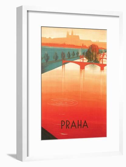 Prague Travel Poster-null-Framed Premium Giclee Print