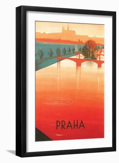 Prague Travel Poster-null-Framed Premium Giclee Print