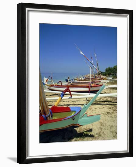 Prahu, Colourful Local Boats, on Sanur Beach, Bali, Indonesia-Robert Harding-Framed Photographic Print