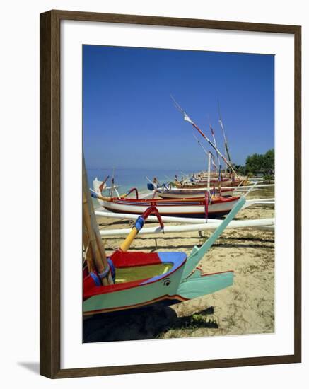 Prahu, Colourful Local Boats, on Sanur Beach, Bali, Indonesia-Robert Harding-Framed Photographic Print