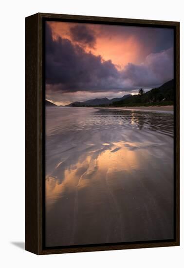 Praia De Lagoinha Beach During Sunset in Ubatuba, Sao Paulo State, Brazil-Alex Saberi-Framed Premier Image Canvas