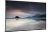 Praia Do Estaleiro with the Serra Do Mar Mountain Range Reflected in the Ocean at Sunset-Alex Saberi-Mounted Photographic Print