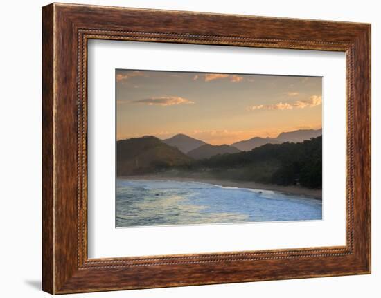 Praia Vermelha Do Centro Surfer Beach and Serra Do Mar State Park in Ubatuba, Brazil-Alex Saberi-Framed Photographic Print