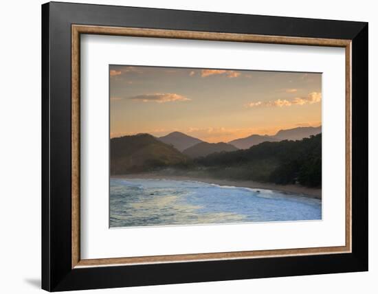 Praia Vermelha Do Centro Surfer Beach and Serra Do Mar State Park in Ubatuba, Brazil-Alex Saberi-Framed Photographic Print