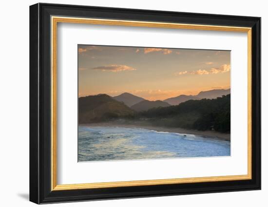 Praia Vermelha Do Centro Surfer Beach and Serra Do Mar State Park in Ubatuba, Brazil-Alex Saberi-Framed Photographic Print