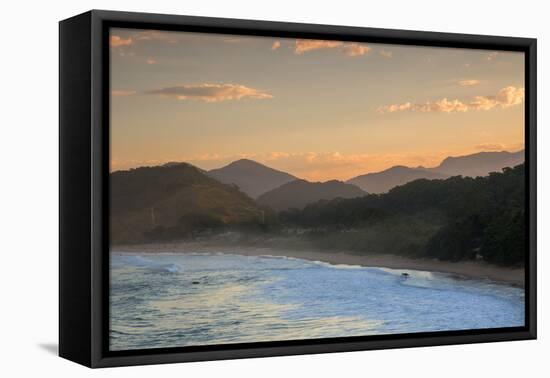 Praia Vermelha Do Centro Surfer Beach and Serra Do Mar State Park in Ubatuba, Brazil-Alex Saberi-Framed Premier Image Canvas