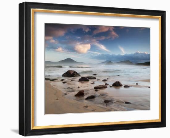 Prainha Do Alto in Ubatuba, Sao Paulo State, Brazil at Sunset-Alex Saberi-Framed Photographic Print