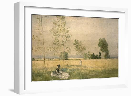 Prairie à Bezons-Claude Monet-Framed Giclee Print