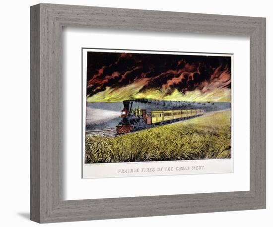 Prairie Fires of the Great West, USA, 1871-Currier & Ives-Framed Giclee Print