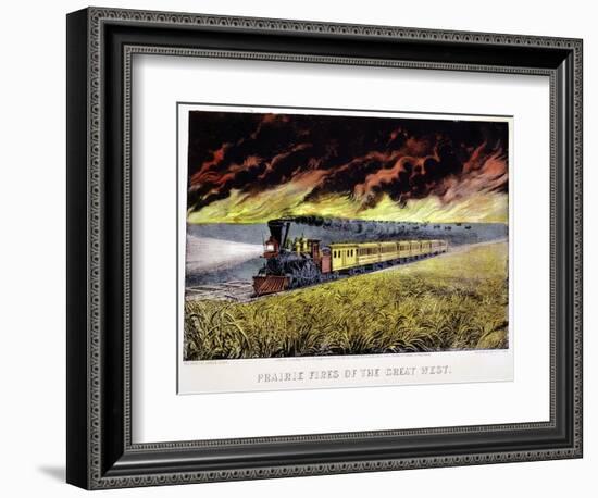 Prairie Fires of the Great West, USA, 1871-Currier & Ives-Framed Giclee Print