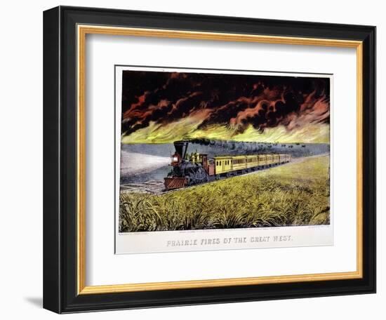 Prairie Fires of the Great West, USA, 1871-Currier & Ives-Framed Giclee Print