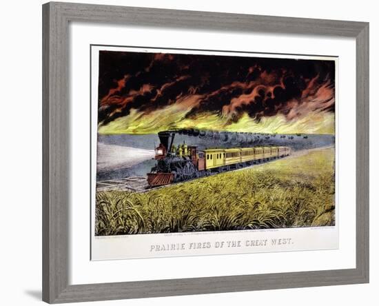 Prairie Fires of the Great West, USA, 1871-Currier & Ives-Framed Giclee Print
