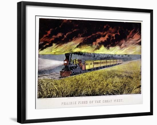 Prairie Fires of the Great West, USA, 1871-Currier & Ives-Framed Giclee Print