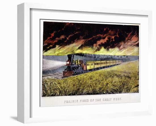 Prairie Fires of the Great West, USA, 1871-Currier & Ives-Framed Giclee Print