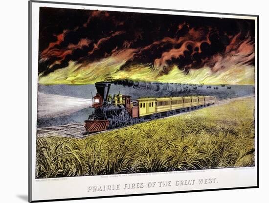 Prairie Fires of the Great West, USA, 1871-Currier & Ives-Mounted Giclee Print