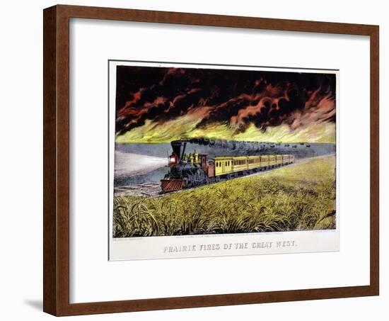 Prairie Fires of the Great West, USA, 1871-Currier & Ives-Framed Giclee Print