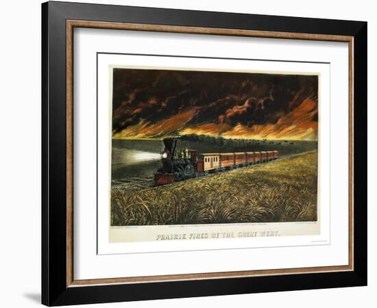 Prairie Fires of the Great West-Currier & Ives-Framed Giclee Print