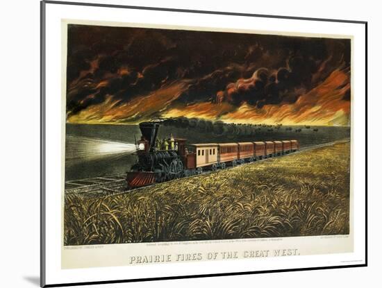 Prairie Fires of the Great West-Currier & Ives-Mounted Giclee Print
