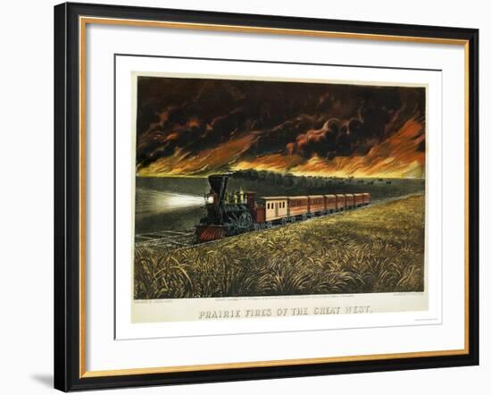 Prairie Fires of the Great West-Currier & Ives-Framed Giclee Print