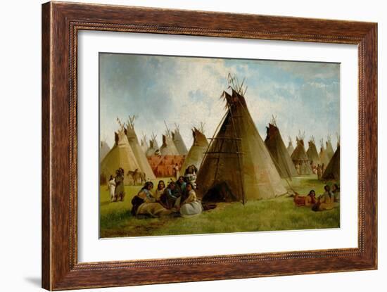 Prairie Indian Encampment, C.1870 (Oil on Canvas)-John Mix Stanley-Framed Giclee Print