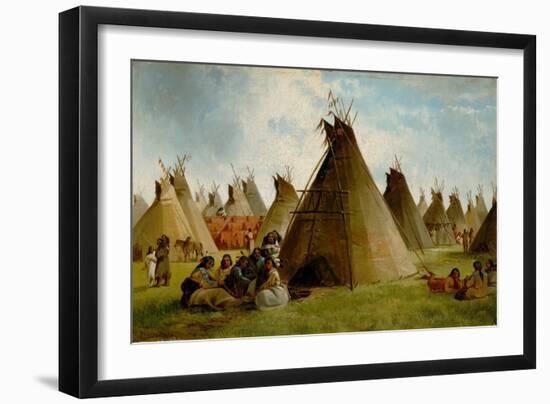 Prairie Indian Encampment, C.1870 (Oil on Canvas)-John Mix Stanley-Framed Giclee Print