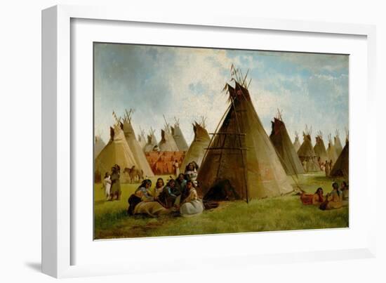 Prairie Indian Encampment, C.1870 (Oil on Canvas)-John Mix Stanley-Framed Giclee Print