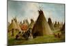 Prairie Indian Encampment, C.1870 (Oil on Canvas)-John Mix Stanley-Mounted Giclee Print