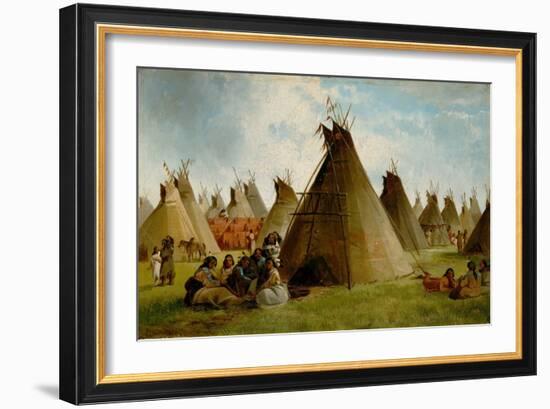 Prairie Indian Encampment, C.1870 (Oil on Canvas)-John Mix Stanley-Framed Giclee Print