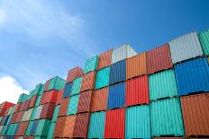 Stack of Cargo Containers at the Docks-Prasit Rodphan-Photographic Print