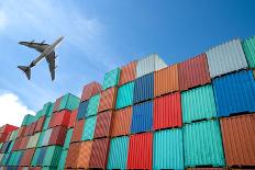 Stack of Cargo Containers at the Docks-Prasit Rodphan-Photographic Print