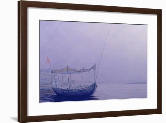 Prayer Candles on the Ganges-Derek Hare-Framed Giclee Print