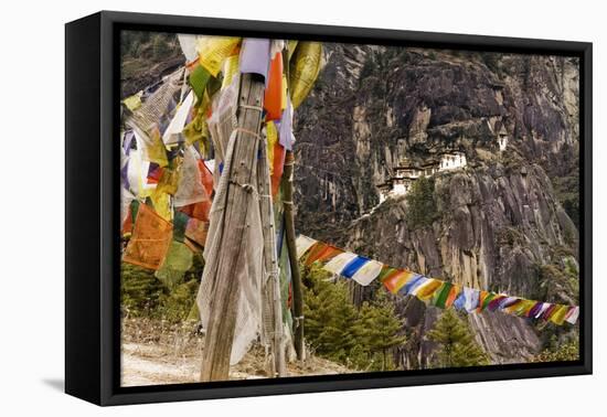 Prayer Flags Along Trail to Takshang Monastery (Tiger's Nest), Bhutan-Howie Garber-Framed Premier Image Canvas