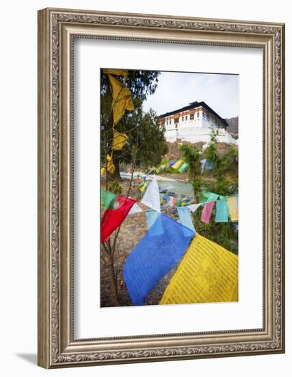 Prayer Flags and Rinpung Dzong, Paro District, Bhutan, Asia-Jordan Banks-Framed Photographic Print