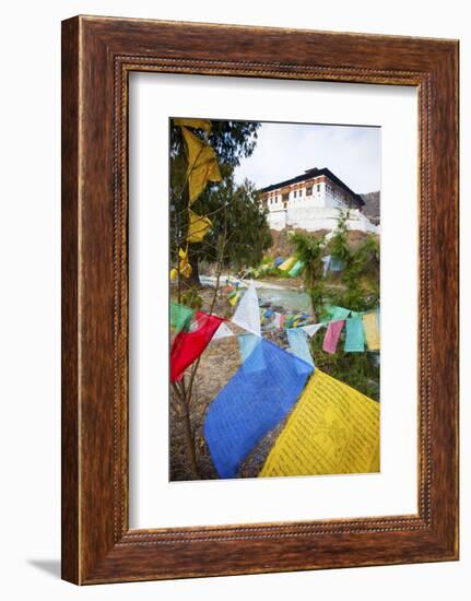 Prayer Flags and Rinpung Dzong, Paro District, Bhutan, Asia-Jordan Banks-Framed Photographic Print