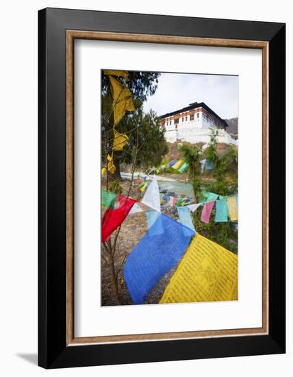 Prayer Flags and Rinpung Dzong, Paro District, Bhutan, Asia-Jordan Banks-Framed Photographic Print