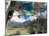 Prayer Flags and View Over Cultivated Fields, Yumbulagung Castle, Tibet, China-Ethel Davies-Mounted Photographic Print