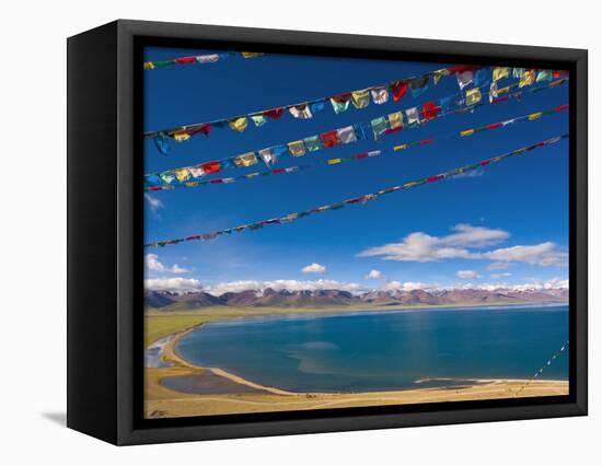 Prayer Flags at Nam Tso Lake, Central Tibet-Michele Falzone-Framed Premier Image Canvas