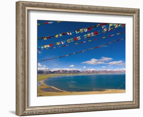 Prayer Flags at Nam Tso Lake, Central Tibet-Michele Falzone-Framed Photographic Print